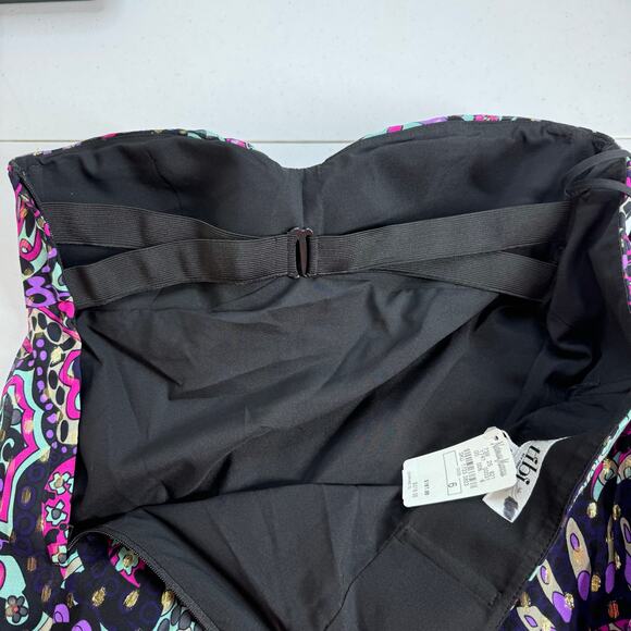 Tibi Strapless Paisley Print Silk Lurex Empire Babydoll Mini Dress Women's 6 NWT - Picture 4 of 10